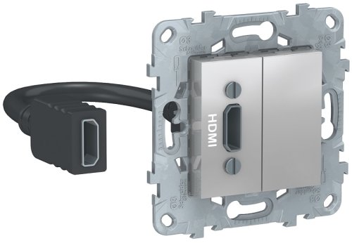 Розетка HDMI без рамки Schneider Electric Unica New 1-м. алюминий картинка